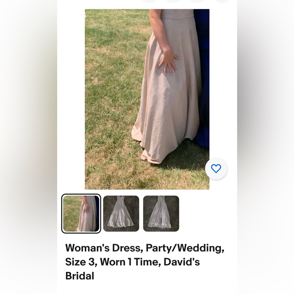 Sparkly gold wedding/prom dress size 3.